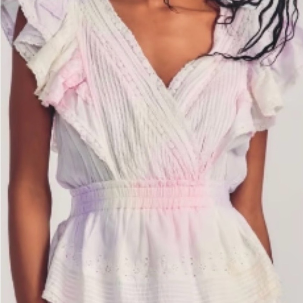 LoveShackFancy Gwen Multi Tie Die Pastel Ruffle Dress